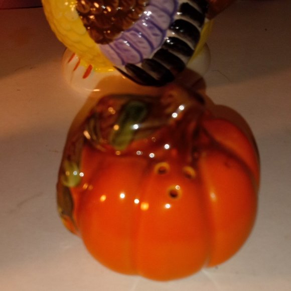 FALL SEASON THANKSGIVING COLORFUL SALT AND PEPPER SHAKERS TURKEY'S & PUMPKINS - Picture 5 of 7